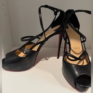 Christian Louboutin Strappy Black Leather Platforms